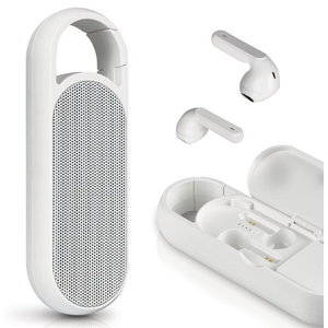Acoustic Research all-in-one wireless speaker and earphone duo, white