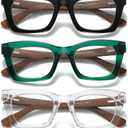 Hubeye Oprah Style Reading Glasses for Women Men Blue Light Blocking Computer Square Readers with Spring Hinge Only 2