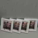 KINLINK 5x5 Picture Frame White Set of 4, Wooden Square Photo Frames Matted 4x4 with Plexiglass for 4x4 with Mat or 5x5 without Mat for Table and Wall Display