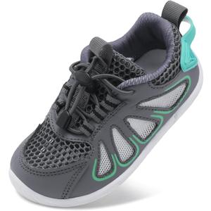 BARERUN Toddler Shoes Boy Girl Sneakers Lightweight Breathable Barefoot Running/Walking Shoes Toddler Tennis Shoes with Adjustable Tightness (8.5-9 Toddler, Darkgray)