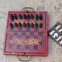 Vintage Chinese Terracotta Warrior 32 Chess Set Wood Table Chess Games Gift, 4cm