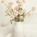 Floroom 5pcs Beige Faux Silk Mums Artificial Flowers, Bulk Fake Small Mini Chrysanthemums with Stems for DIY Champagne Wedding Centerpieces Floral Arrangements Vase Fillers Home Decorations