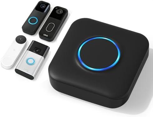 Smart WiFi Wireless Doorbell Chime for Google Nest, Ring, Blink – App-Connected with LED Light, No Wiring Required (2 pack, Black)