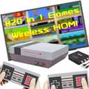 Retro Game Console, Wireless Video Game Console with Built-in 820 Games, AV and HDMI Output, Dual 2.4GHz Wireless Controllers, Plug and Play Video Game System. (Ash)