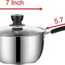 Stainless Steel Thin Saucepan, 1.3 Quart Long Handle Milk Pot with Lid for Warming, Cooking and Boiling Milk, Spaghetti, Soup in Kitchen and Outdoor (18cm)
