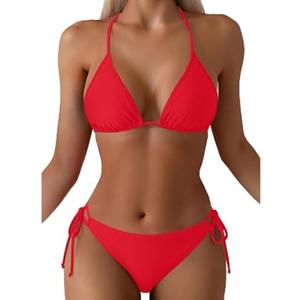 Tempt Me Women Triangle Bikini Sets Halter Two Piece Sexy Swimsuit String Tie Side Bathing Suit, Medium Tempt Me Women Triangle Bikini Sets Halter Two Piece Sexy Swimsuit String Tie Side Bathing Suit, Medium