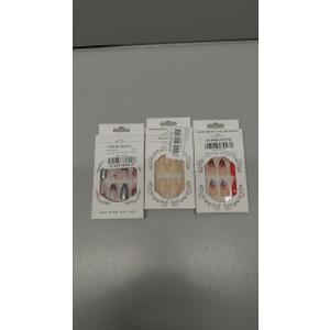 IMRAIN Press on Nails Medium Almond Fake Nails Flower Designs Orange Red Glossy Glue on Nails Full Cover Acrylic False Nailsfor Women 24Pcs 3 pack, Different Styles