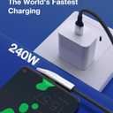 240W USB C Cable, Right Angle USB C to USB C Fast Charging Cable with Unique Aircraft Shape, Round Nylon Braided Type C Cable, C to C Charging Cords for iPhone 16 15 Series/Samsung/Laptop, 6FT