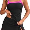 Women Tankini Swimsuits with Skirt - Two Piece Swimsuit Tummy Control Bathing Suits 2025 Swimwear (Black, M)