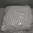 MooMee Striped Duvet Cover Set 100% Washed Cotton Linen Like Textured Breathable Durable Soft Comfy (White Dark Grey Wide Stripes, Super King 108"x98")