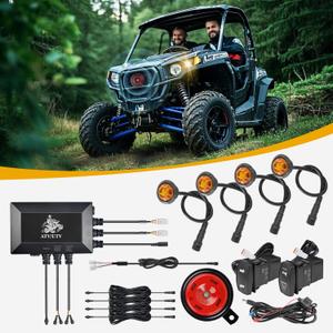 UTV Turn Signal Kit with Horn, Blinker Kit, Street Legal Kit for ATV, Compatible with Polaris Sportsman Ranger, CFMOTO, Arctic Cat, Kawasaki, Can-am, Waterproof & High Visibility
