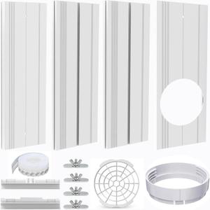 Portable Air Conditioner Window Vent Seal Kit Fit for 5.9" Exhaust Hose, Mobile AC Unit Window Vent Kit with 4 Vent Seal Plates for Vertical/Horizontal Sliding Window