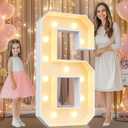 Pooqla 4FT Light Up Numbers, Marquee Numbers 6 for Sweet 16th Birthday Decorations, Giant Mosaic Number 6 for 2026 Graduation Decorations, 6th 60th Birthday Anniversary Party Decor