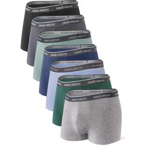 DAVID ARCHY Mens Trunks Underwear Soft Breathable Rayon Made from Bamboo Trunk No Fly Pouch (Medium, A, Multicoloured-7 Pack)