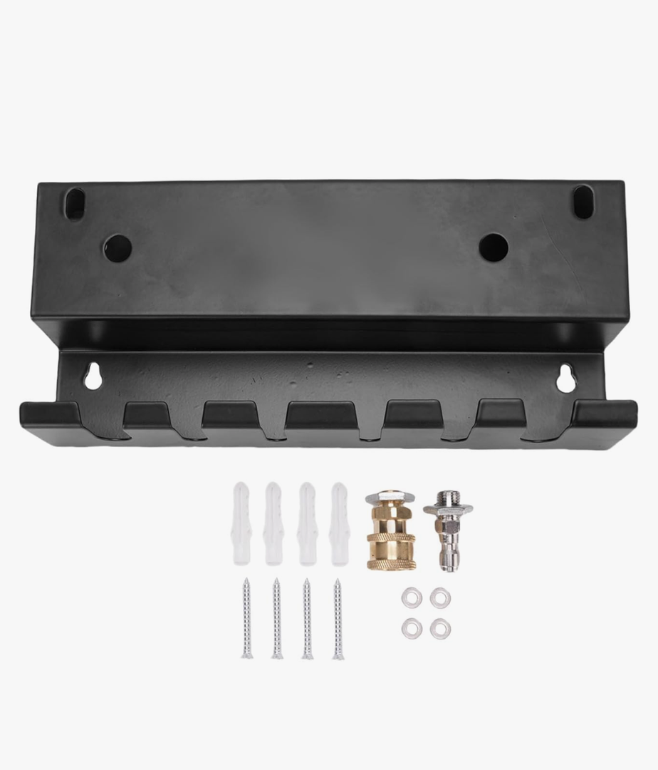 Wall Mounted Pressure Washers Accessories Storage Rack, Pressure Washer Accessories Holder with 1/4 Inch Quick Connect Fittings Foam Cannon Nozzle Tips Wand Holder