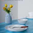 7.5 inch Ribbed Salad Appetizer Plate Set of 6, Opal Glass Round Small White Plates for Dessert, Kitchen, Dishwasher and Microwave Safe