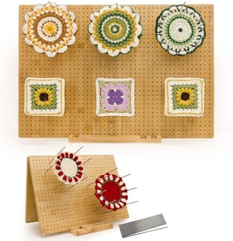 23.6" x 15.8" Crochet Blocking Board Foldable - Bamboo Blocking Boards for Crochet Projects with 15 Stainless Steel Pegs, Gifts for Mothers, Grandmothers 23.6" x 15.8" Crochet Blocking Board Foldable - Bamboo Blocking Boards for Crochet Projects with 15 Stainless Steel Pegs, Gifts for Mothers, Grandmothers