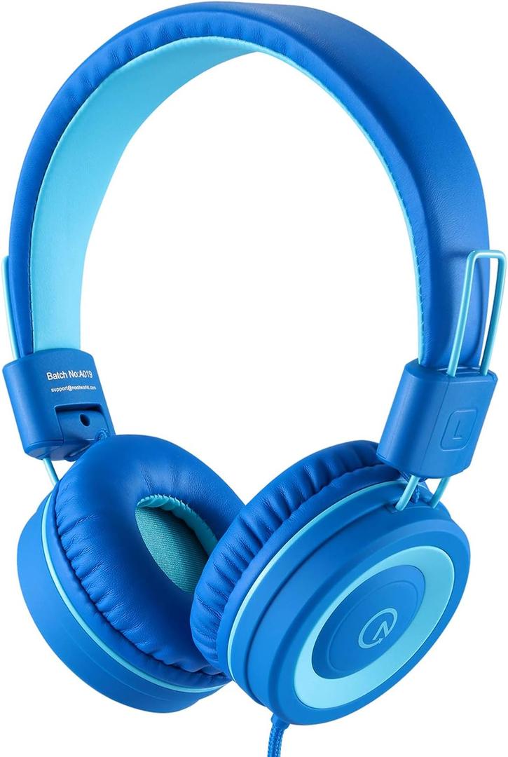 noot products Kids Headphones K11 Foldable Stereo Tangle-Free 5ft Long Cord 3.5mm Jack Plug in Wired On-Ear Headset for iPad/Amazon Kindle,Fire/Boy/Girl/School/Laptop/Tablet(Skyline Blue) (4 x 5 x 2 in)