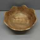 Mela Artisans Scalloped Decorative Wooden Bowl | 12 Inch Mango Wood Fruit & Serving Bowl | Natural Grain Finish | For Kitchen Counter | Snacks | Desserts | Bread | Handcrafted Home Decor