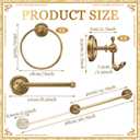6 Pcs Antique Brass Gold Bathroom Accessories Set 15.7"-26.7" Solid Brass Towel Bar, Towel Ring, Toilet Paper Holder, Robe Hook, Wall Mounted Vintage Bath Hardware Fixture Set