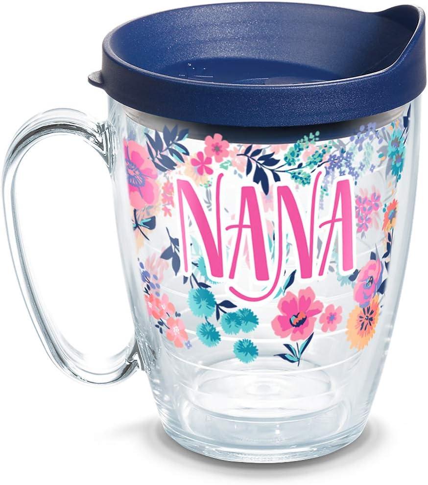 Tervis Made in USA Double Walled Dainty Floral Mother's Day Insulated Tumbler Cup Keeps Drinks Cold & Hot, 16oz Mug, Nana