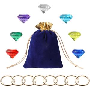 CORODER Blue Hedgehog Bag Include Acrylic Diamond Gems Gold Power Rings Birthday Party Favor Supplies Decoration For Kids Party.