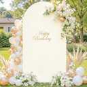 Beige Arch Backdrop Covers, 6FT Polyester Fitted Wedding Arch Stand Cover Round Top Chiara Stretchy Arch Backdrop Cover for Birthday Party Ceremony Banquet Decoration