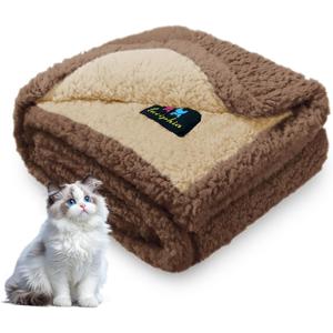 Luciphia Waterproof Pet Blanket for Medium Large Dogs Soft Cat Sherpa Calming Thick Cover Leakproof Cozy Puppy Sofa Bed Car Couch Protector(Beige/Brown,30x20 inches)