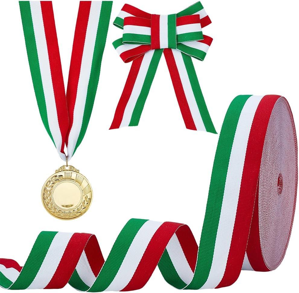 PH PandaHall 1.57 Inch Stripes Ribbon 50 Yards Red White Green Grosgrain Ribbon Italian Flag Patriotic Double Face Striped Ribbon for Gift Wrapping Crafts Party Christmas Decoration