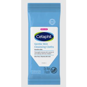 Cetaphil Face and Body Wipes, Gentle Skin Cleansing Cloths, 25 Count (Pack of 2), for Dry, Sensitive Skin, Flip Top Closure, Great for the Gym, Travel, in the Car, Hypoallergenic, Fragrance Free