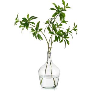 Hewory Large Glass Vase for Decor, 10in Clear Tall Farmhouse Decorative Floor Vase, Round Bubble Balloon Glass Jug for Coffee Table Fireplace Mantel Entryway Living Room Bedroom Kitchen