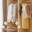 5 Pack Open Ended Pants Hangers with Non-Slip Foam Padding & V-Hook, 0.17” Heavy Duty Durable Metal, Durable Rust-Resistant & Space Saving Closet Organizer for Trouser, Coat, Camisoles, Beige