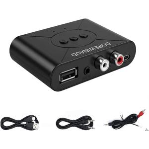 Bluetooth 5.3 Audio Receiver, Wireless Audio Receiver RCA Adapter for Stereo, USB Flash Drive/NFC One Key Connect/Car Speakers/Wireless Headphones Receiving Mode for Bluetooth Devices