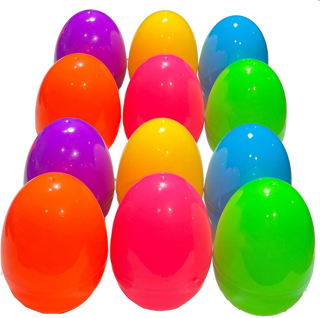 24 Fillable Plastic Easter Egg Hunt Party Supply Pack - 2.76" Assorted Color Plastic Eggs