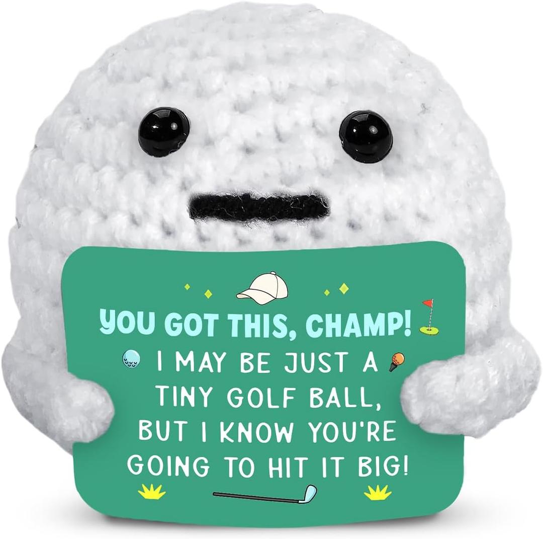 Positive Golf Ball Crochet, Funny Golf Gifts for Men, Inspirational, Cheer Up Gifts for Women Friends, Dad, Coworker, Bestie, Mom at Mothers Day, Birthday, Cute Crochet Support Buddies