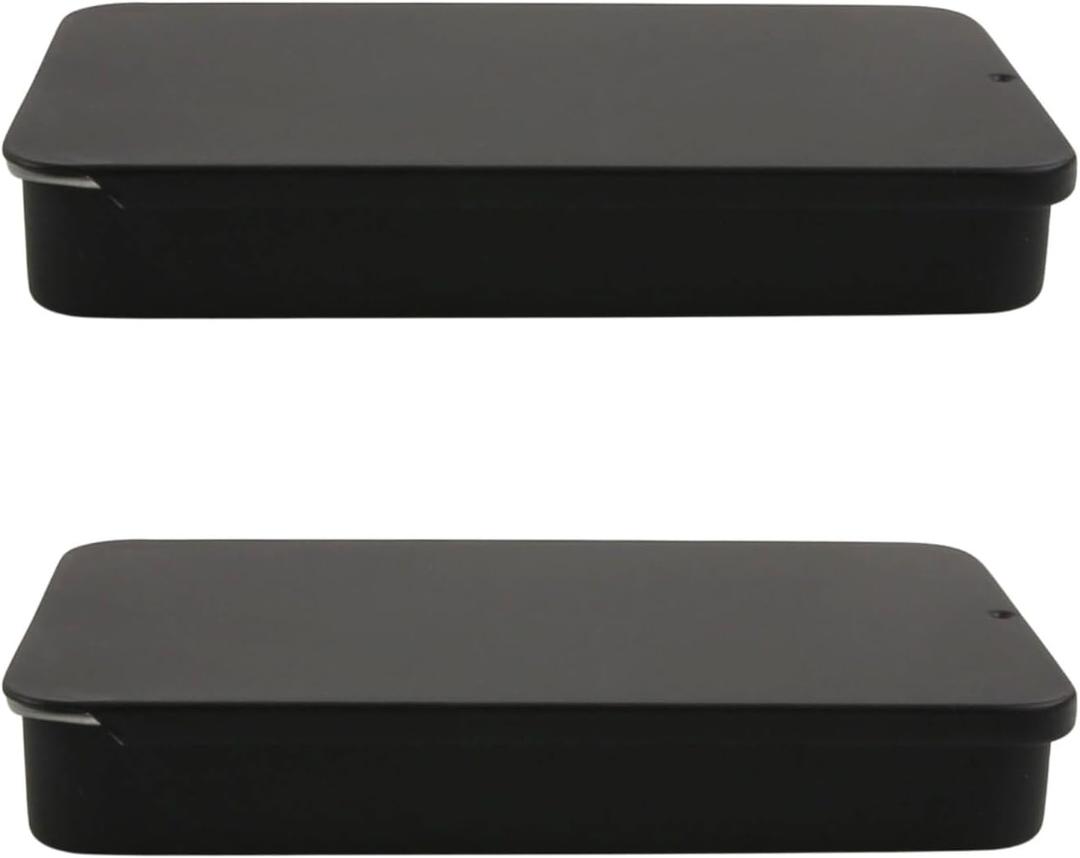 2Pcs Push-pull Small Metal Boxes with Lid,4.33x2.56x0.63inch / 11x6.5x1.6cm Empty Case for Jewelry,Makeup,Pill,Candy and Craft(Black)