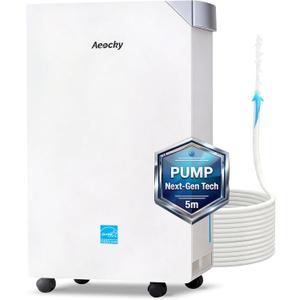 AEOCKY 4500 Sq.Ft Energy Star Most Efficient 2025 Dehumidifier with Pump, Max 80 Pint/Day Smart Compressor Dehumidifier with Drain Hose, Intelligent Humidistat,for Basement,Bedroom,Home,Bathroom