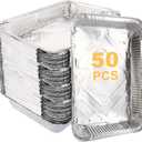 50 Pcs 9 x 13 Aluminum Pans, Aluminum Foil Pans, Disposable Foil Trays for Baking, Cooking, Freezing and Storing Food