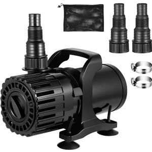 690GPH-1800GPH Adjustable Pond Pump, 13FT Lift, with Filter Bag & 20FT Cord,100W Submersible Water Pump, Quiet Fountain Pump, Waterfall Pump for Outdoor Ponds &Water Circulation, UL Listed