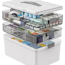 3 Tier Medicine Cabinet Organizer Large Capacity Medicine Organizer, Portable Medicine Box with Handle, Multipurpose Medical Box with Removable Tray, First Aid Boxes Empty, White