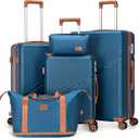 5 Piece Luggage Sets with Spinner Wheels, Hardshell ABS Suitcase Set with Tsa Lock, Lightweight Hardside Waterproof Travel Suitcases for Men Women, Navy (20"/24"/28")