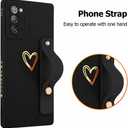 Fiyart Designed for Samsung Galaxy Note 20 Case with Phone Stand Holder Cute Love Hearts Protective Camera Protection Cover with Wrist Strap for Women Girls for Galaxy Note 20 6.7"-Black