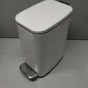 KSSKSS Small Bathroom Trash Can with Lid Soft Close, Step Pedal, 6L / 1.6 Gal Stainless Steel Garbage Bin with Removable Inner Bucket, Slim Wastebasket for Narrow Spaces (White)