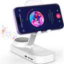 Christmas Tech Gift for Men, Cell Phone Stand with Wireless Bluetooth Speaker and Anti-Slip Base HD Surround Sound Perfect for Home and Outdoors with Bluetooth Speaker for Desk Compatible (White)