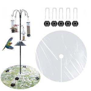 2 PCS 47.24 Inch Round Clear PE Bird Seed Catcher Mat - Waterproof Weather-Resistant, Intercepts Droppings & Birdseed, Fits Shepherd Hooks & Poles, Lawn Protector
