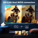 Mini Projector, Support 4K 1080P Portable Projector with Dual Band WIFI6 5G Wireless 5.2 Bluetooth Android 11, 200 ANSI Lumens, 180 Rotatable, Auto Keystone Correction,35"-130" Screen Video Projector