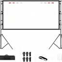 TOWOND Projector Screen with Stand 100 120 inch, Portable 16:9 4K HD Lightweight Movie Screen with Carry Bag for Backyard Movie Night(100in)