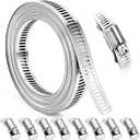 Hose Clamps, DIY 13 FT Metal Strap + 8 Fasteners, Hose Clamps Stainless Steel, Large Adjustable Hose Clamp Pipe Clamp for Pipe Automotive Mechanical Applications