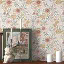 Peel and Stick Wallpaper Floral Contact Paper Boho 17.3"x78.8" Vintage Self-Adhesive Wallpaper Beige Removable Decorative Contact Paper for Cabinets and Drawers Bathroom Wallpapers Vinyl Roll