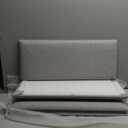 Upholstered Wall Mounted Headboard for Twin in Light Grey, Peel and Stick Wall Padding Panel Terry Cloth, 4 Panels Sized 9.84" x 23.62"